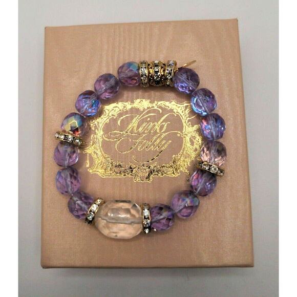Kirks Folly Lilac Crystals With Clear Quartz & Rhinestones Bracelet~New - Picture 10 of 10